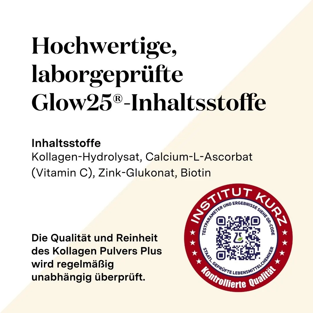 Die Qualität und Reinheit des Kollagen Pulvers Plus wird regelmäßig unabhängig geprüft