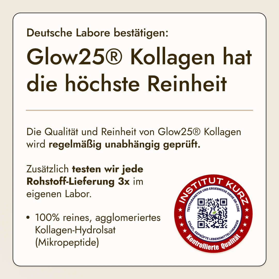 Die Qualität und Reinheit des Kollagen Pulvers wird regelmäßig unabhängig geprüft