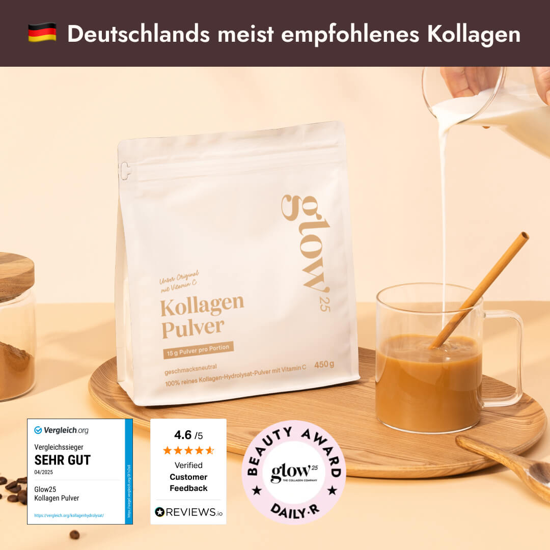 Glow25® Kollagen mit Mikropeptid-Technologie™ – Deutschlands Testsieger 2021-2025